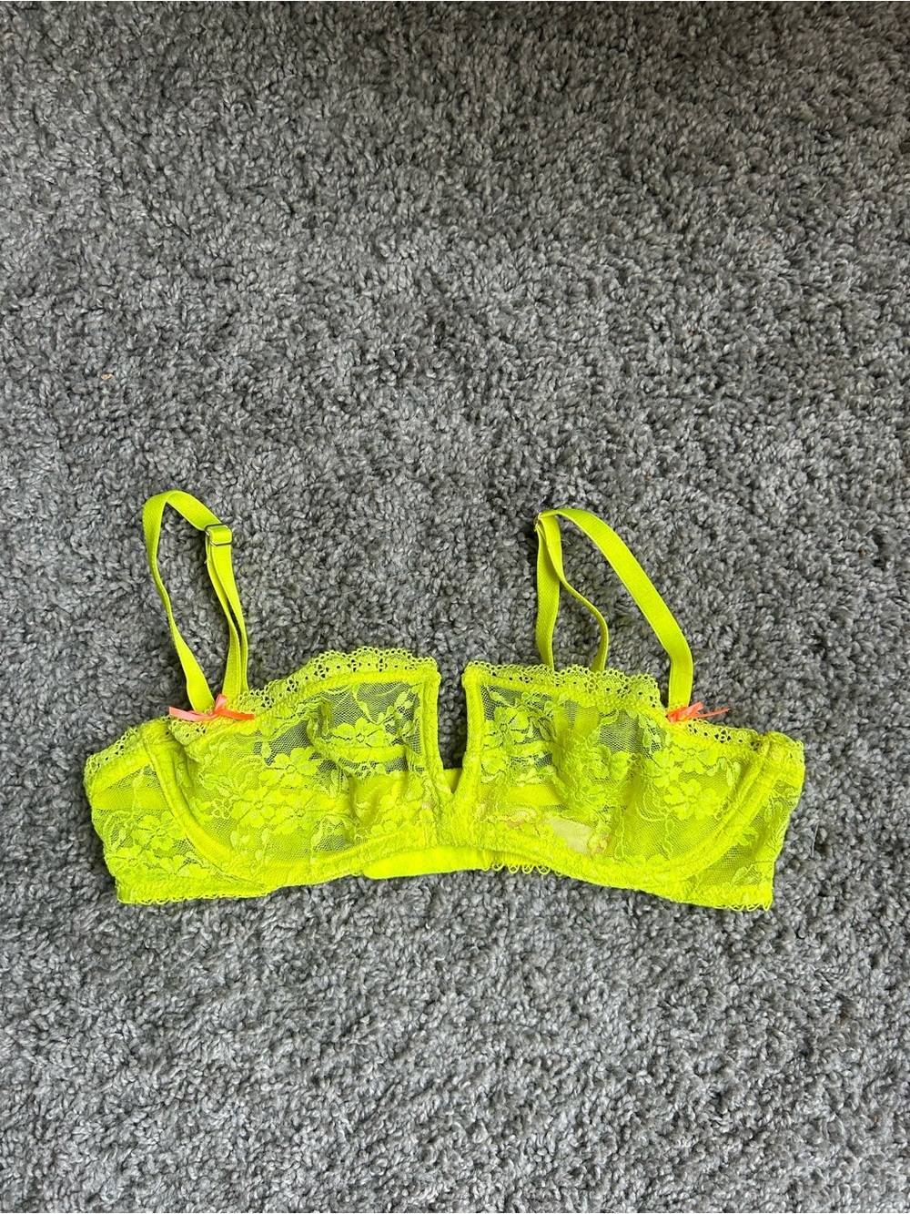 Victoria's Secret Neon Yellow Lace Balconette Bra
